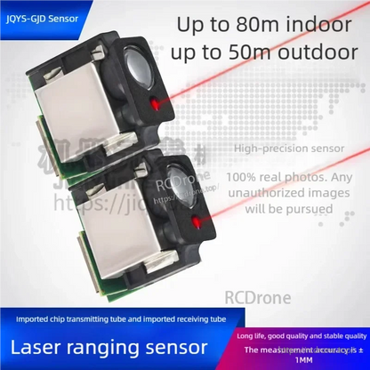 100 m Laser Distance Sensor, High-precision laser rangefinder with 80m indoor/50m outdoor range, ±1mm accuracy, LiDAR integration, durable imported components, and compatibility with PLC/MCU for industrial automation.