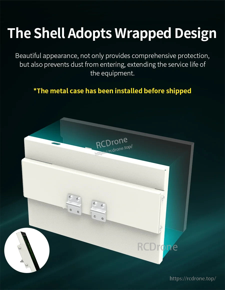 Shell-wrapped metal case design with pre-installed bracket for protection and dust prevention