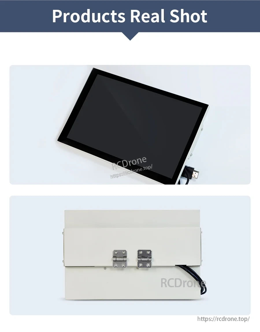 Yahboom 10.1in IPS capacitive touch screen real photos showing front display and rear metal bracket view
