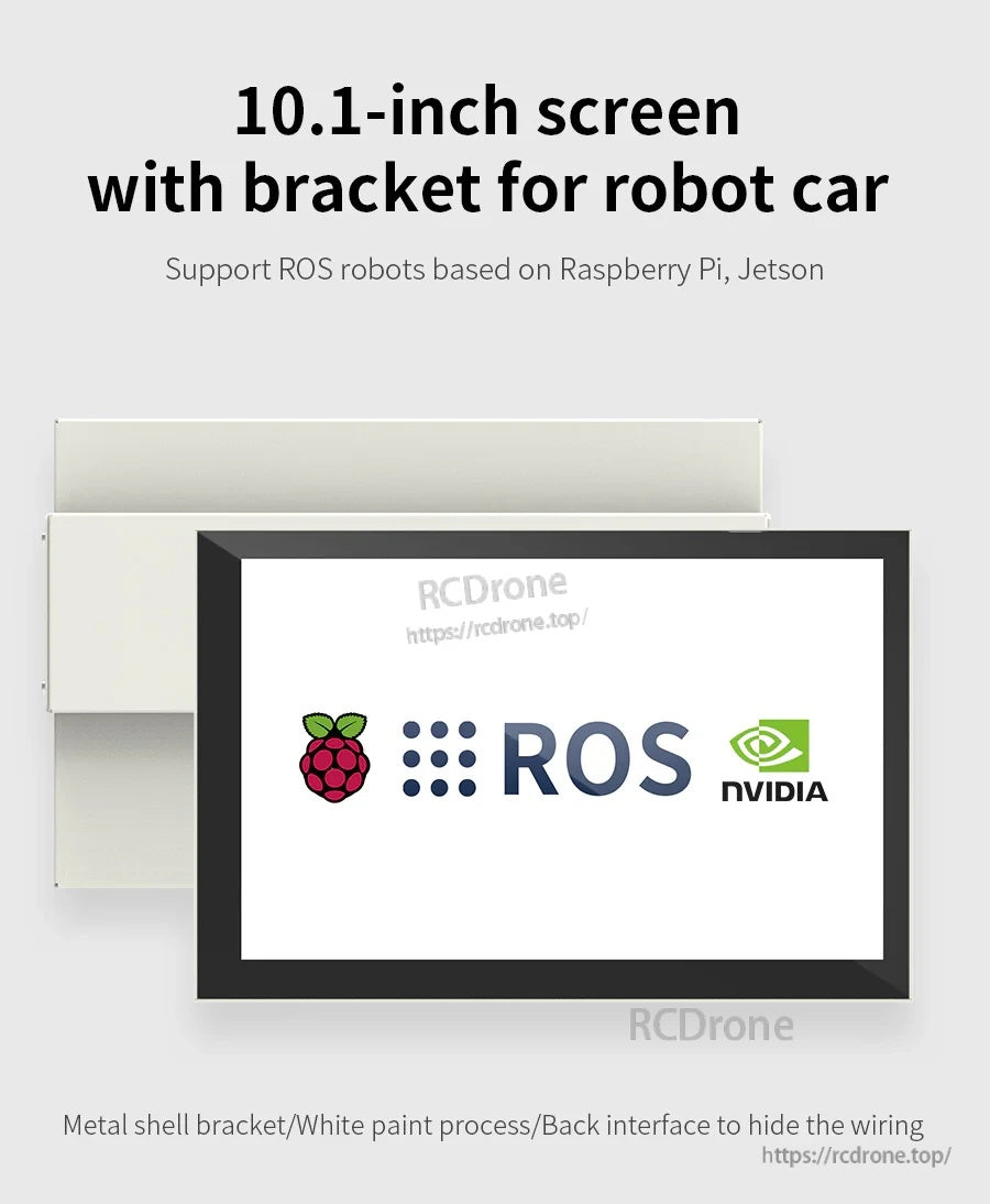 Yahboom 10.1in IPS capacitive touch screen with metal bracket for ROS robots (Raspberry Pi/Jetson)