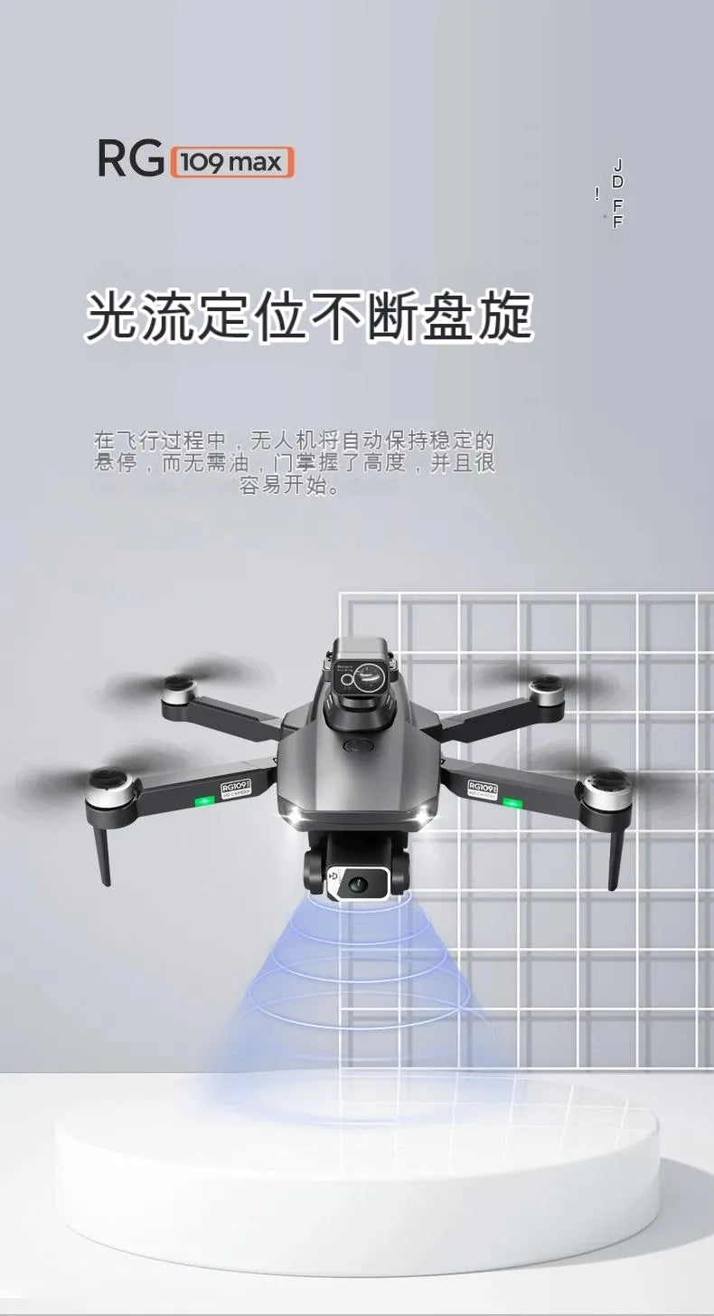 আরজি 109 সর্বোচ্চ - আরসি ড্রোন বাধা এড়াতে 4 কে এইচডি এসইসি ডুয়াল ক্যামেরা জিপিএস 5 জি ওয়াইফাই ফোল্ডেবল আরসি কোয়াডকপ্টার ড্রোন পেশাদার ক্যামেরা ড্রোন ড্রোন