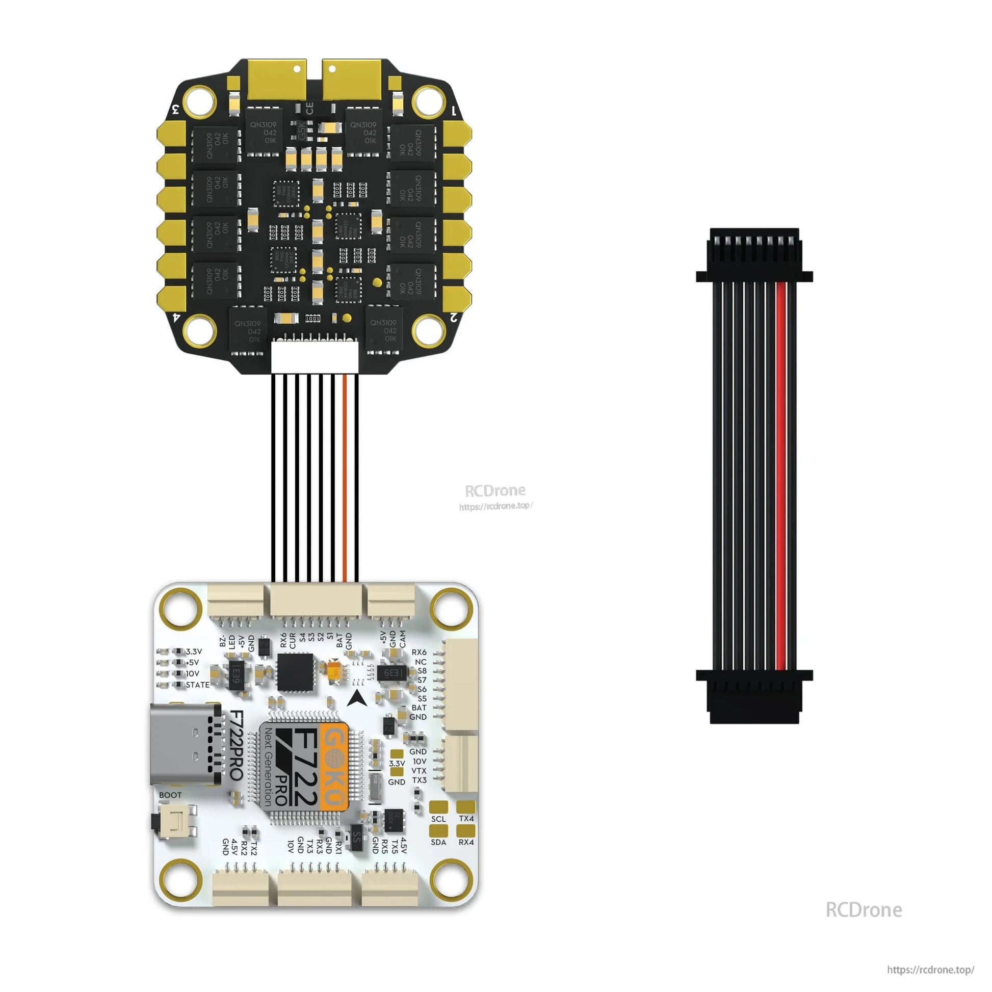 8-pin JST-SH 1.0mm FC-to-ESC connection cable (40mm) with connector layout for Flywoo GOKU F722 stack