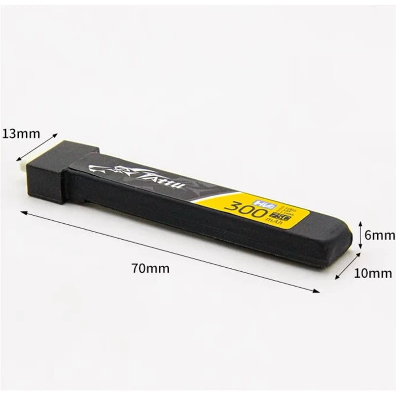 10Pcs TATTU 1S 300mAh 75C 3.8V LiPo Drone Battery, Battery specifications from Teranty, a Li-Ion battery with 3.8V and 300mAh capacity, suitable for FPV use, CE certified.