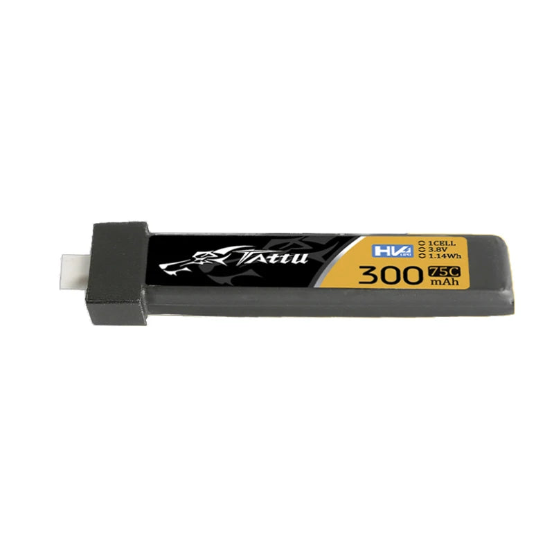 10Pcs TATTU 1S 300mAh 75C 3.8V LiPo Drone Battery, TATTU 1S battery is a high-performance power source for drones with 300mAh capacity and 75C discharge rate.