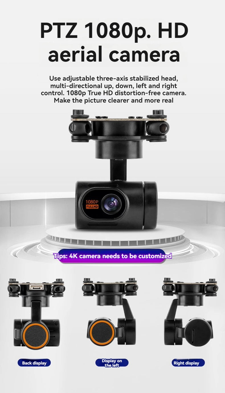RCDrone, aerial camera Use adjustable three-axis stabilized head, multi-directional up; down;