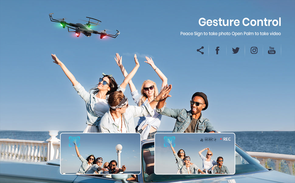 UranHub UG600 Drone, Gesture Control Peace Sign to take photo Open Palm to take video Tljc Mu