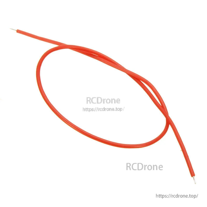 Single red silicone wire lead coiled, stripped ends visible