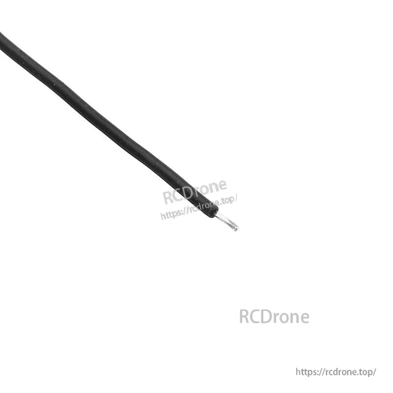 Close-up of black silicone wire tip showing exposed conductor and insulation