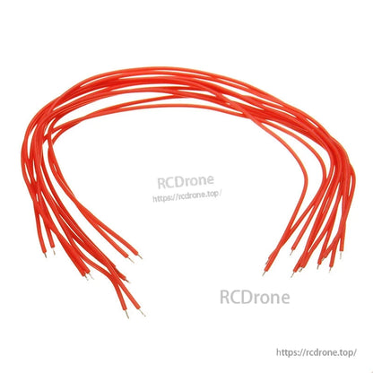 Red silicone wire set bundle with multiple leads and stripped ends