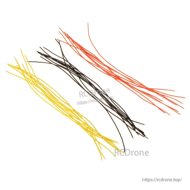 10pcs silicone wire cable assortment laid out in yellow, black and red bundles