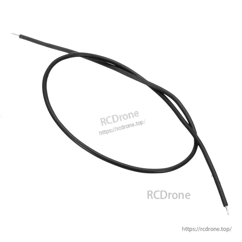 Single black silicone wire lead coiled, stripped ends visible