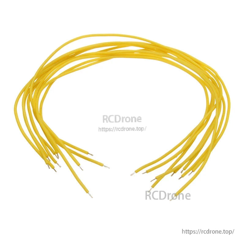 10pcs silicone wire cable in yellow, bundle of leads with stripped ends