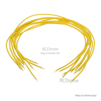 10pcs silicone wire cable in yellow, bundle of leads with stripped ends