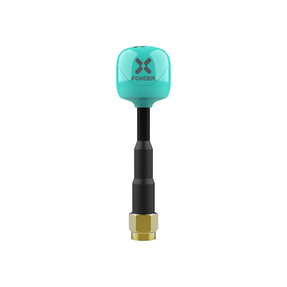 Foxeer Lollipop 4 Plus 5.8GHz FPV omni antenna with teal cap, black stem, and SMA connector