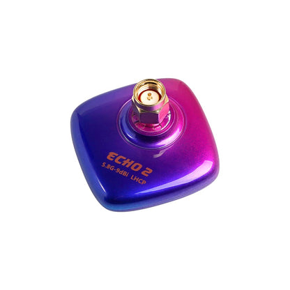 Foxeer Echo 2 Patch Antenna, Foxeer Echo 2 5.8G 9dBi LHCP patch antenna with SMA connector, purple and blue square housing