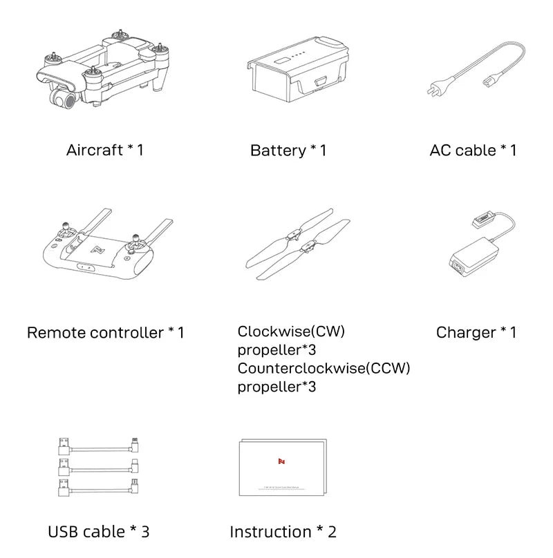 FIMI X8 SE 2022 Drone, Aircraft Battery AC cable Remote controller Clockwise(CW) Charger propeller*3