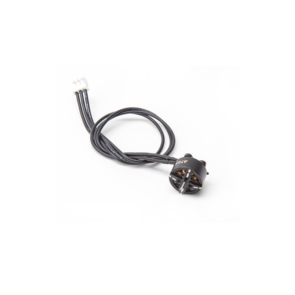 ATOMRC 1105 3500KV brushless motor with lead wires and 3-pin connector, angled view