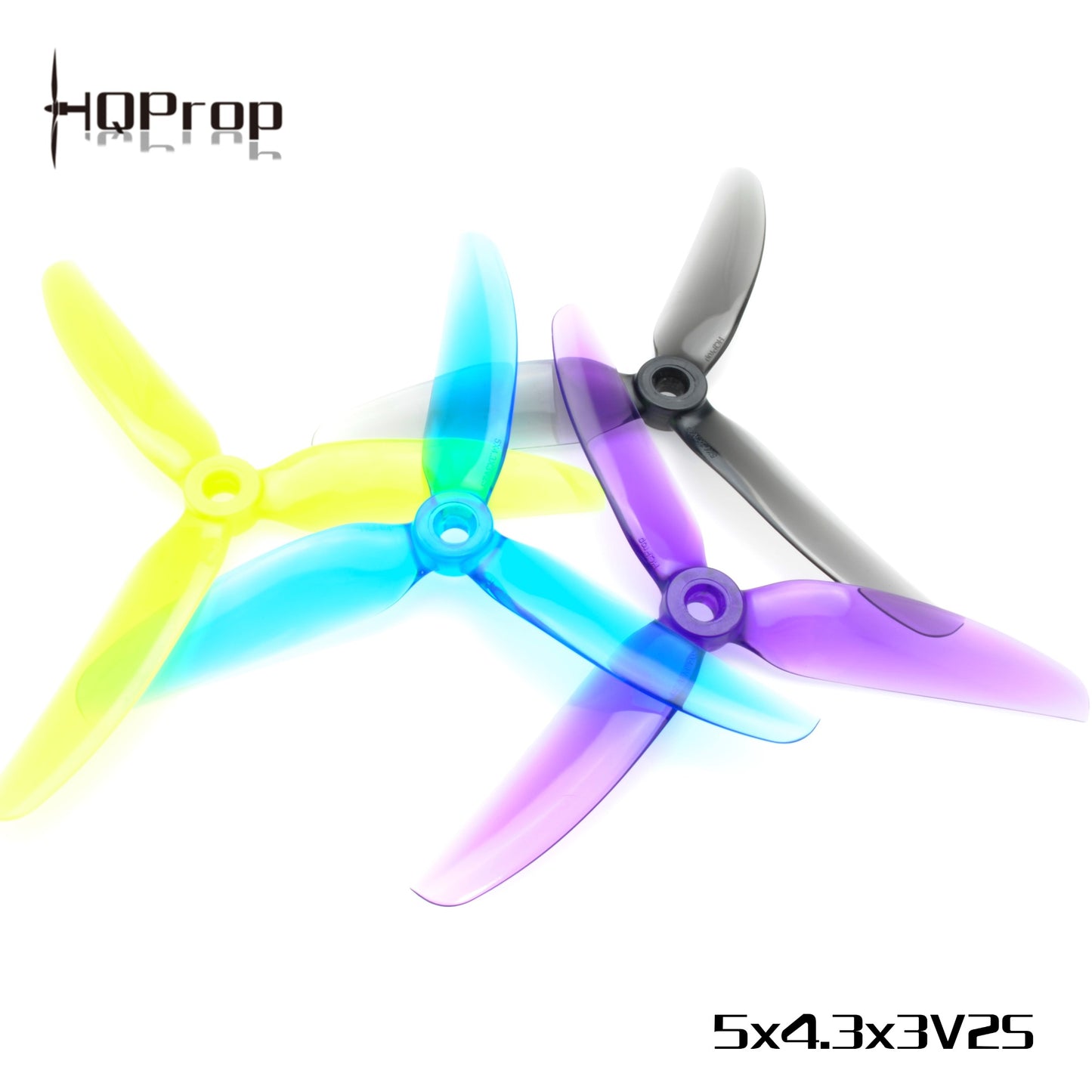 HQProp 5x4.3x3V2S freestyle propeller set graphic, 5-inch tri-blade FPV drone props