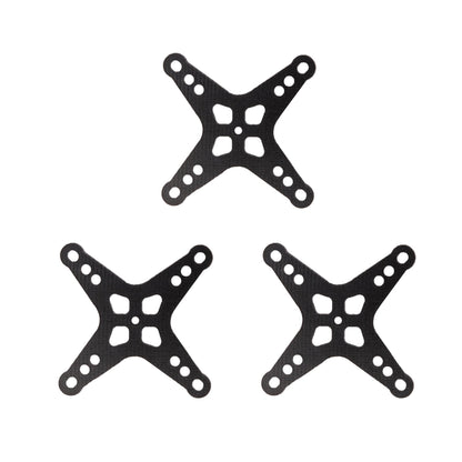 Three Flywoo DJI O3 Air Unit adapter plates, X-shaped carbon plates for 20x20 to 16x16mm mounting