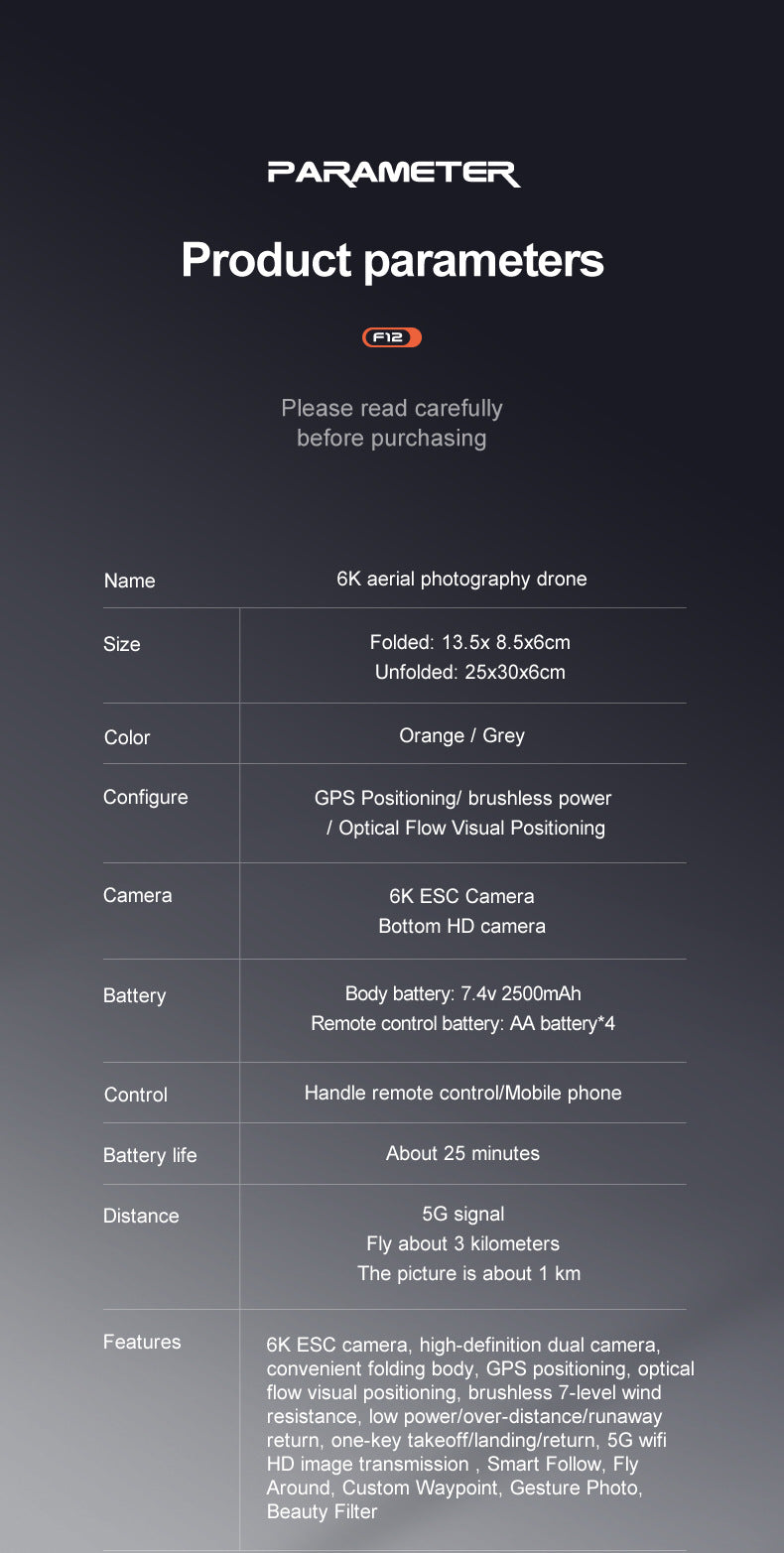 F12 Drone 6k HD ESC Camera quadcopter 5G long endurance brushless motor rc aircraft 15 F12 Drone, within 1-3m of the aircraft, make a photo gesture/