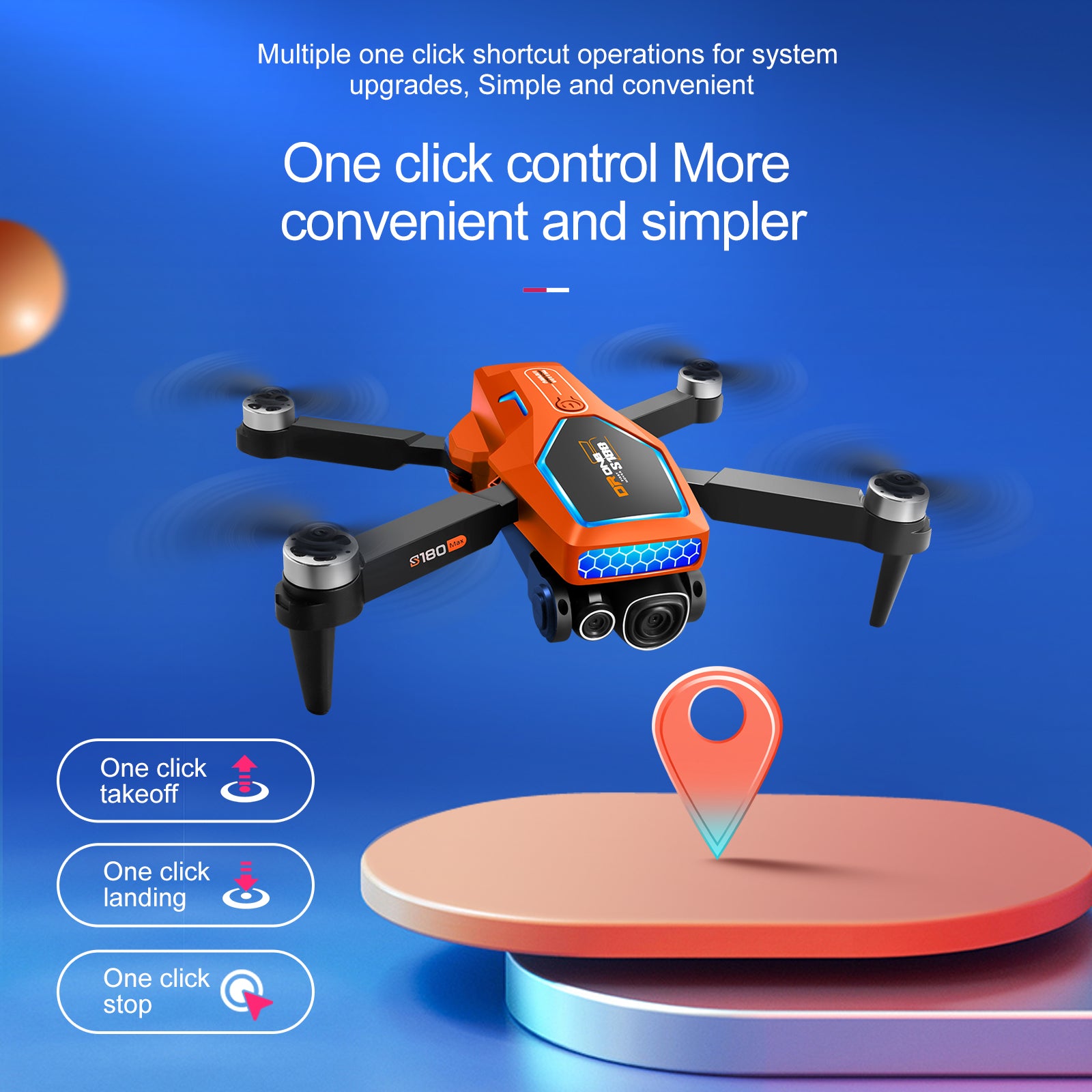 S180 Drone, Conveniently streamline drone operation with quick-start shortcuts.