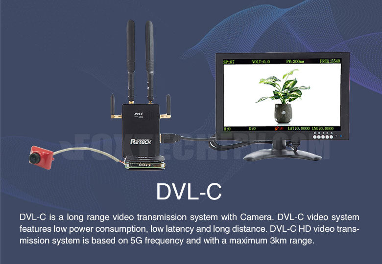 Foxtech DVL-C 5G 3KM 720/1080P@60FPS Long Range HD Video Transmission System with Camera 3 DVL-C video system features low power consumption, low latency llong distance