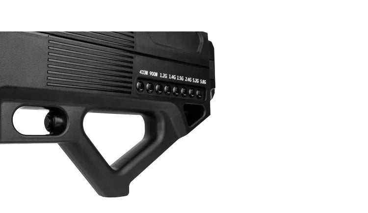 Anti-Drone Gun Specifications: 6 channels, frequency bands, power levels, and features.