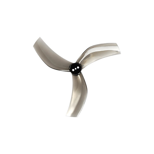 Dalprop Cyclone T3528 3.5-inch tri-blade T-mount drone propeller in smoke gray with three-bolt hub