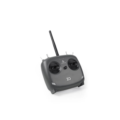 Sub250 MicroRadio ELRS 2.4GHz transmitter controller with antenna, front angled view