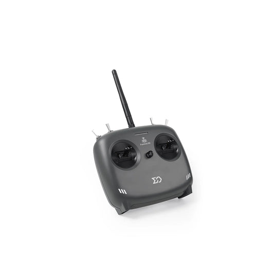 Sub250 MicroRadio ELRS 2.4GHz transmitter controller with antenna, front angled view