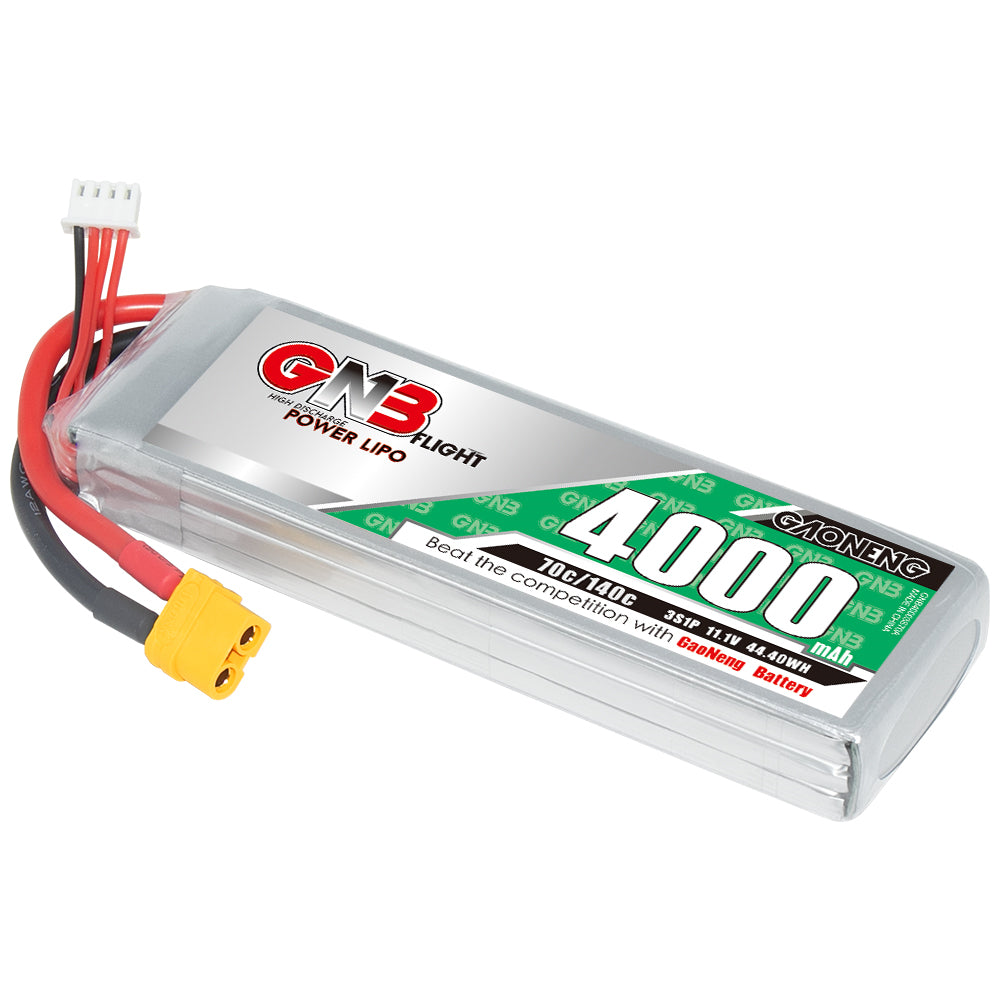 GAONENG GNB 3S 4000mAh 70C LiPo battery pack 11.1V with XT60 plug and balance lead