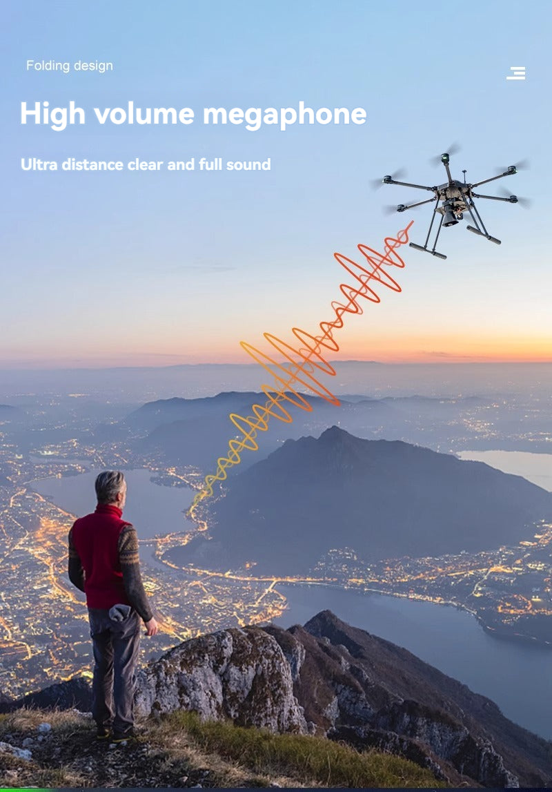 RCDrone MX4-10 Industrial Drone - 5KG Payload 10KM Multi Function Heavy Lift Drone DIY Loudspeaker, Strong Lighting, Thrower,Rescue Drone Support OEM ODM Support 7 RCDrone, megaphone Folding design: High volume megaphone Ultra distance clear and full