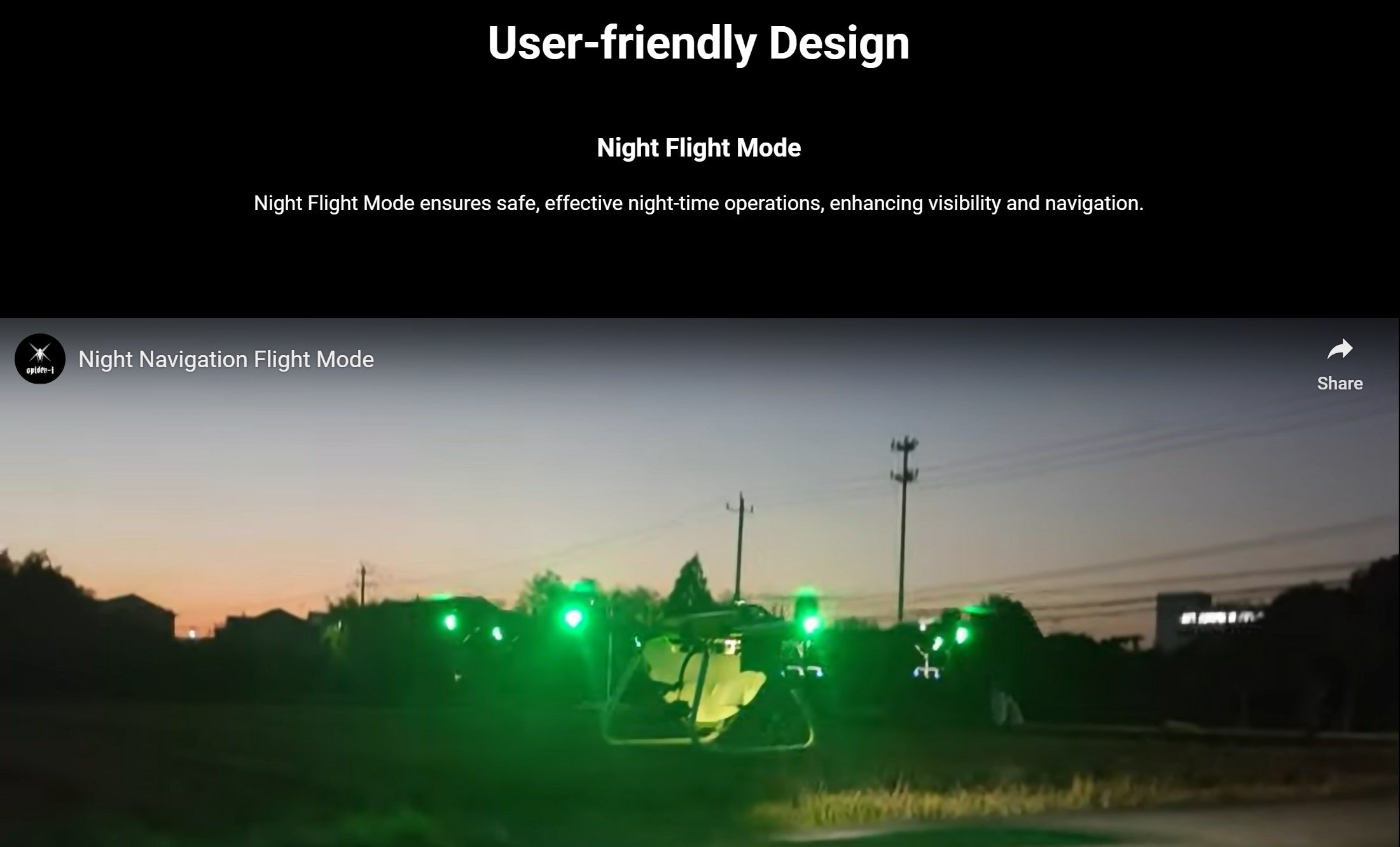 H160 Agricultural Drone, opldeh Night Flight Mode ensures safe; effective night-time operations,