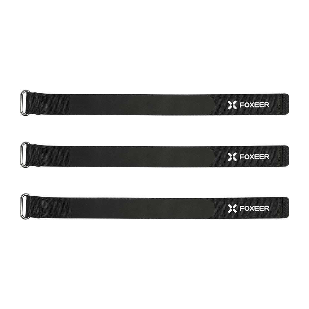 Foxeer Silicon Battery Strap, Set of three black Foxeer silicone battery straps with metal buckle and grippy silicone pad