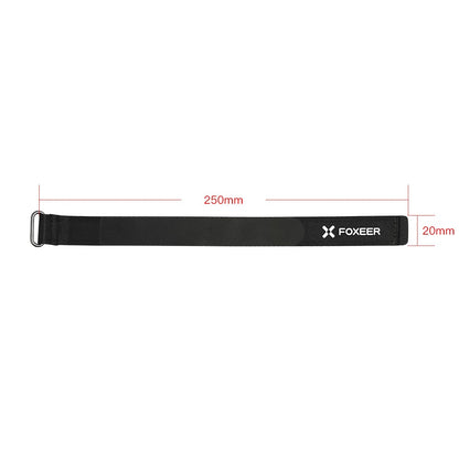 Foxeer silicon battery strap with metal buckle, black non-slip pad, 250mm long and 20mm wide