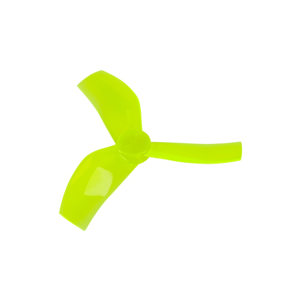 Neon yellow Dalprop Cyclone T2530 2.5-inch tri-blade T-mount FPV drone propeller