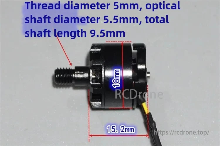 1306 3000KV brushless motor for RC planes and FPV drones, with 5mm thread diameter, 5.5mm optical shaft, and 9.5mm total length.