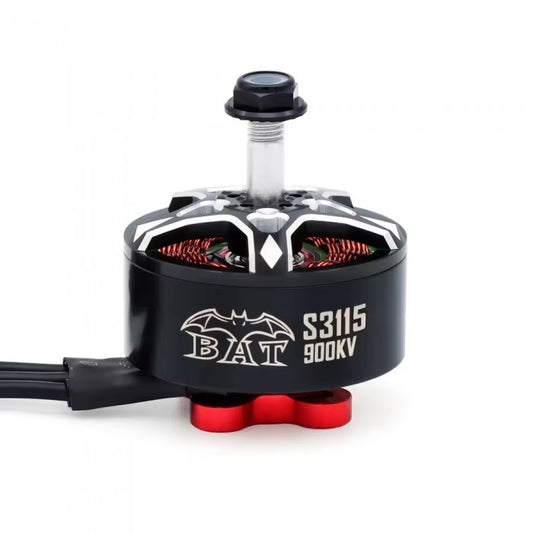 Surpass Hobby BAT S3115 900KV FPV brushless motor front view with shaft and lead wires