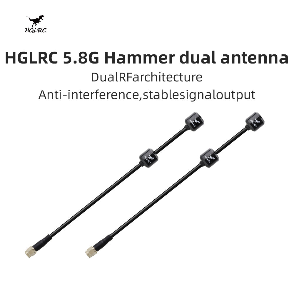 Promotional graphic showing two antennas and text '' and 'Anti-interference'