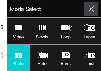 FrSky VANTAC Real 4K Action Camera, Mode Select Video Slowly oop Lapse Photo Auto Burst Time