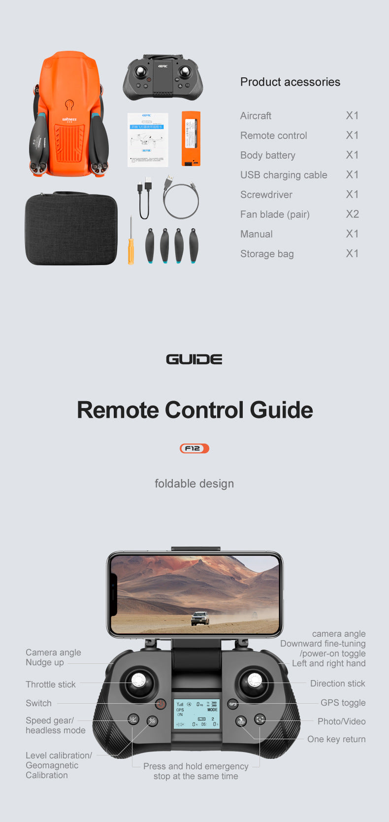 F12 Drone 6k HD ESC Camera quadcopter 5G long endurance brushless motor rc aircraft 17 F12 Drone, foldable design camera angle downward fine-tuning camera angle