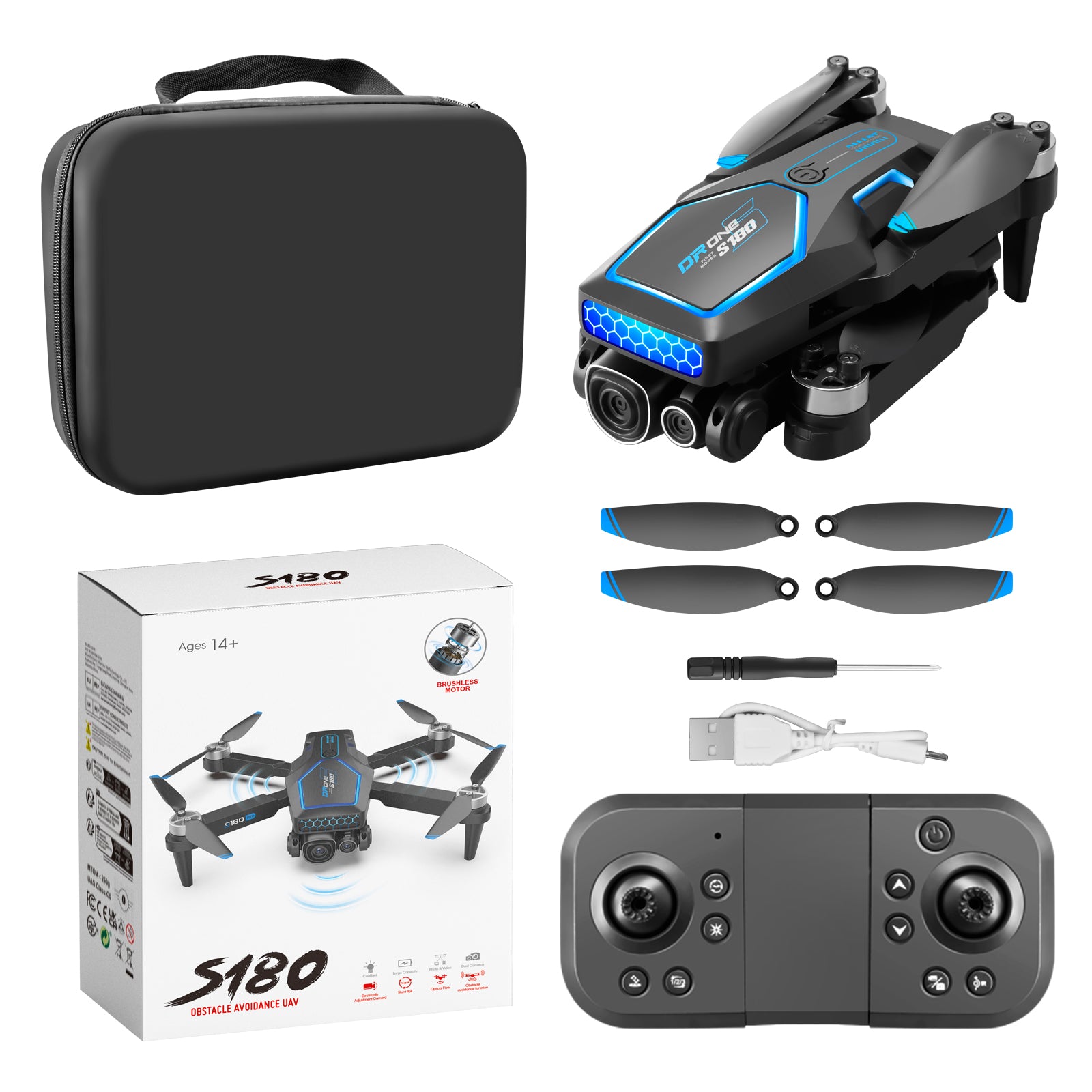 S180 Drone, Drone with obstacle detection and avoidance features for safe flying, suitable for adults aged 8-51.