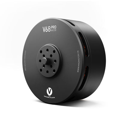MAD V68 Pro IPE V1.0 230KV eVTOL Drone Motor, MAD V68 Pro KV230 brushless eVTOL drone motor with black housing, vented sides, and front mounting holes