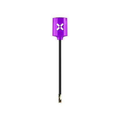 Foxeer Micro Lollipop FPV omni antenna with purple cap, long black coax cable and micro connector