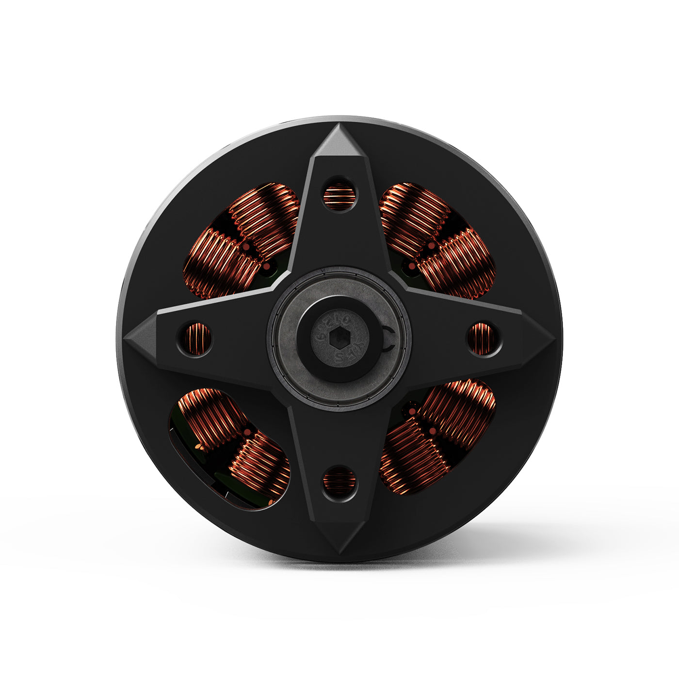 Top view of MAD X4219 IPE V1.0 short shaft brushless drone motor with black housing and copper windings