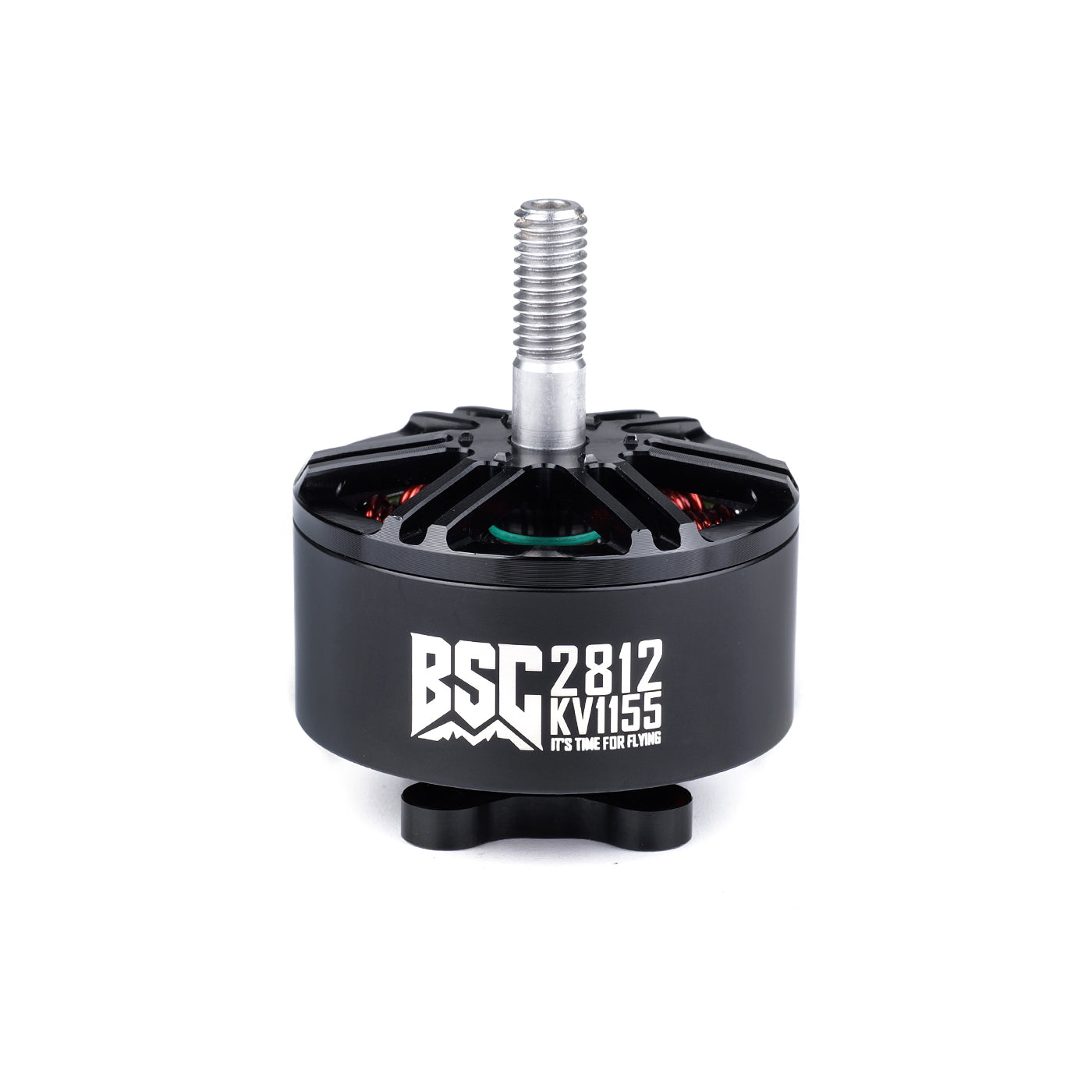 MAD BSC2812 V1.0 FPV drone motor with black housing, exposed windings, and threaded shaft