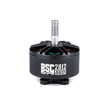 MAD BSC2812 V1.0 FPV drone motor with black housing, exposed windings, and threaded shaft