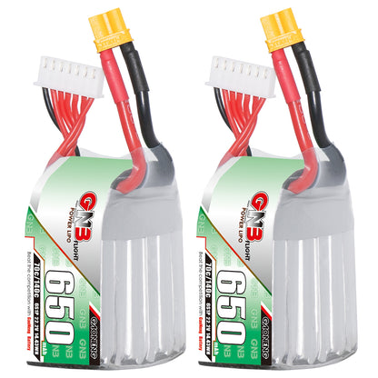 GNB6506S70A 6S 22.2V 650mAh 70C LiPo battery with XT30 connector and balance lead, 2-pack view