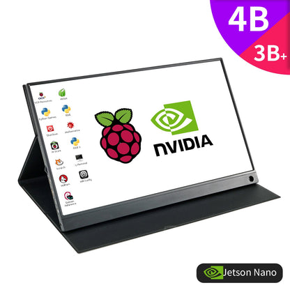 Yahboom 15.6 inch 1080P IPS portable touch screen monitor on folio stand, Raspberry Pi and NVIDIA display