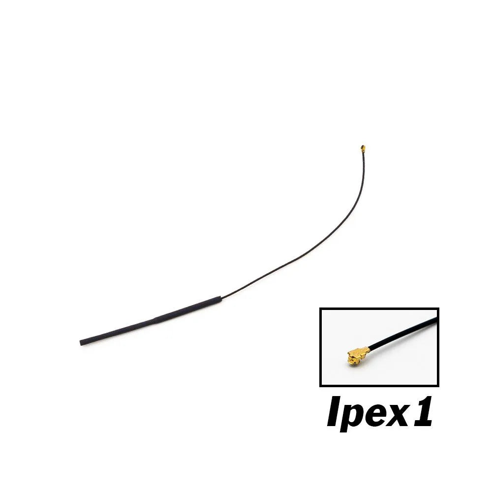 FrSky IPEX1 150mm 2.4GHz receiver dipole antenna with IPEX1 connector close-up